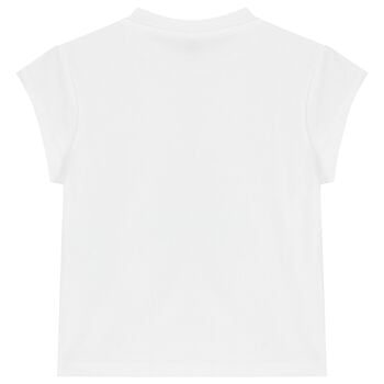 Girls White Floral Logo T-Shirt