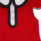 فستان بنات بطيات باللون الأحمر, 3, hi-res