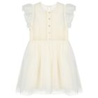 Girls Ivory Satin & Tulle Dress, 2, hi-res