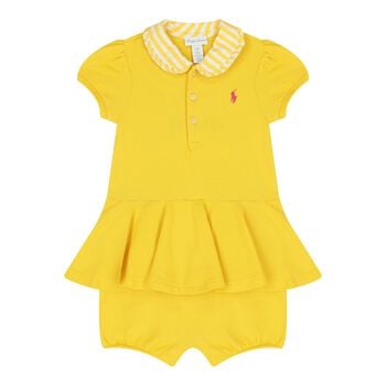 Baby Girls Yellow Logo Romper