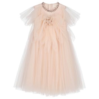 Girls Pink Tulle Diamante Tulle Dress