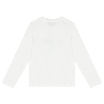 Girls White Logo Long Sleeve Top
