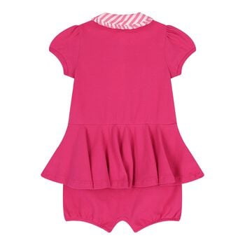 Baby Girls Pink Polo Romper