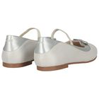 Girls Silver Diamante Bow Shoes, 3, hi-res