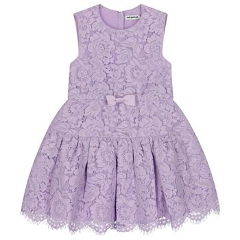 Girls Lilac Guipure Lace Dress