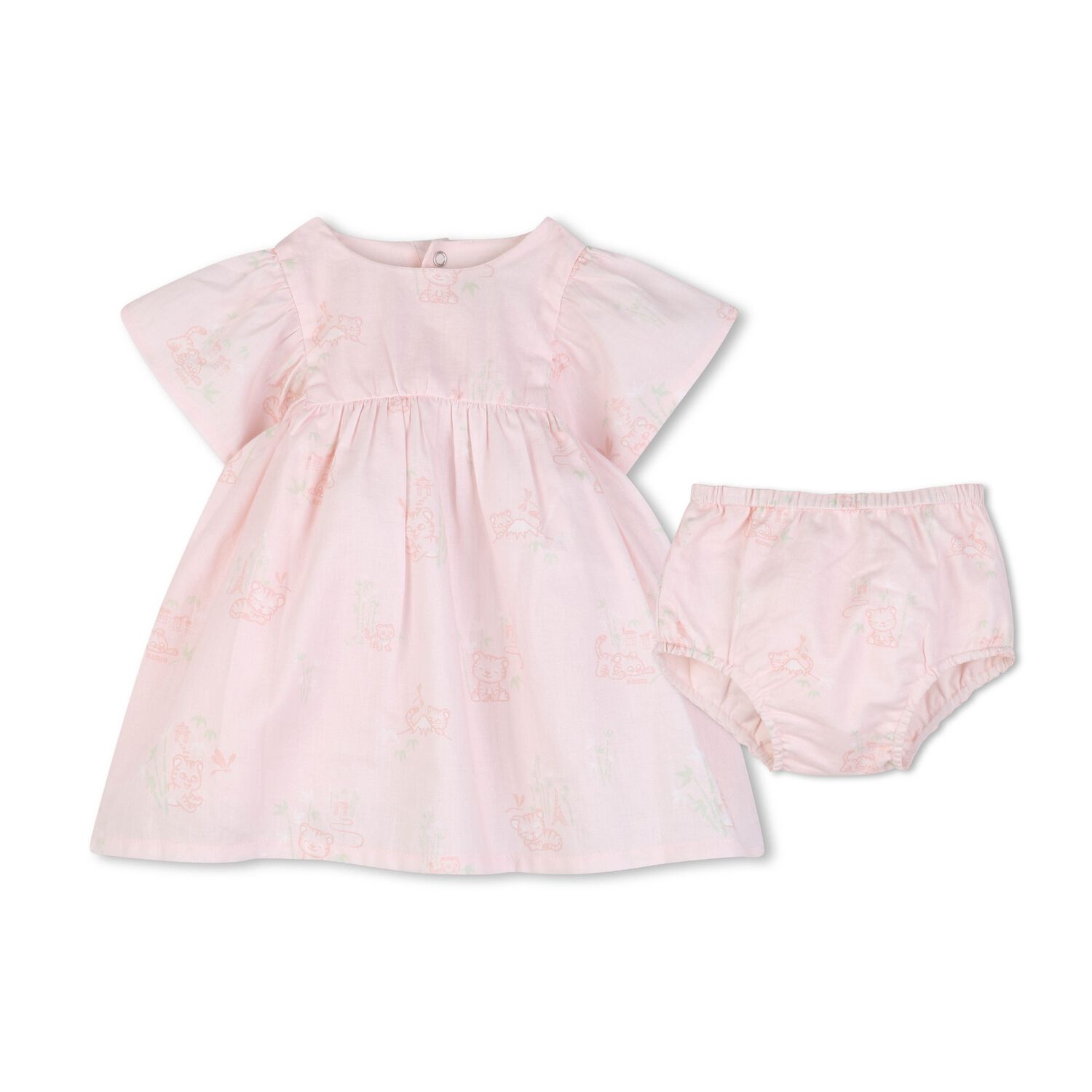 Younger Girls Pink Tiger Dress Set, 1, hi-res