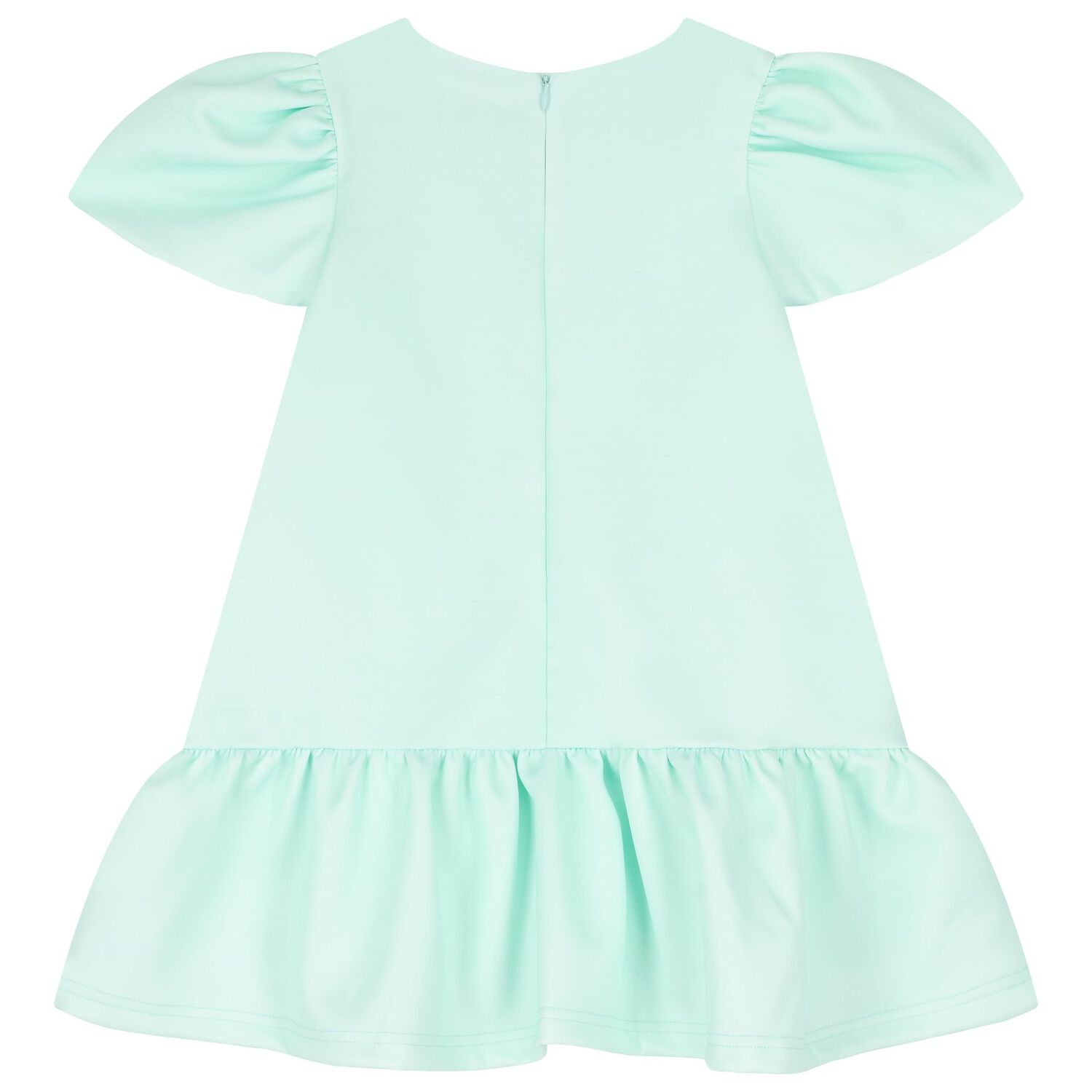 Girls Green Floral Satin Dress, 1, hi-res image number null