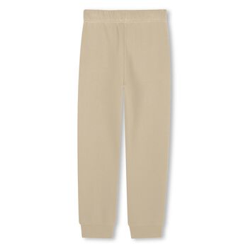 Boys Beige Tiger Logo Joggers