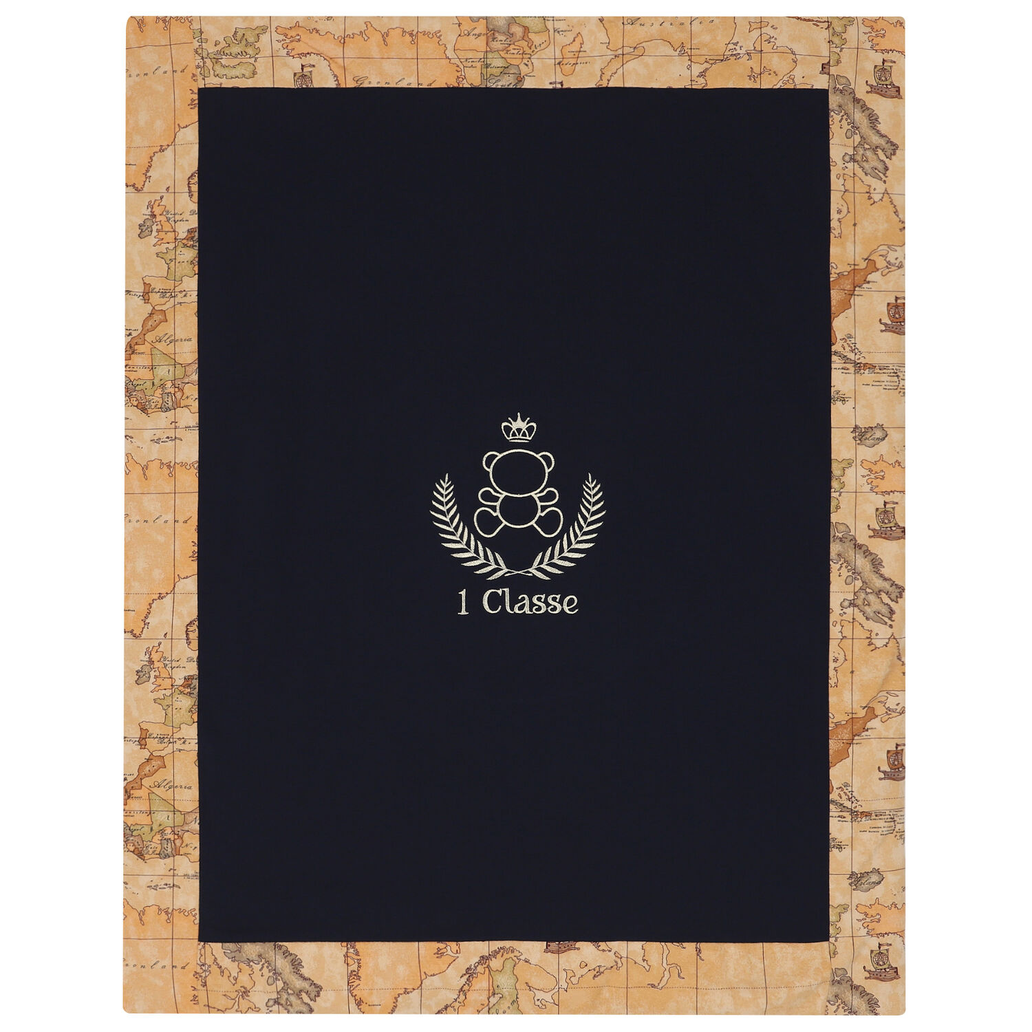 Navy Blue & Beige Geo Map Logo Blanket, 2, hi-res