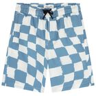 Boys Blue & White Checkerboard Swim Shorts , 1, hi-res