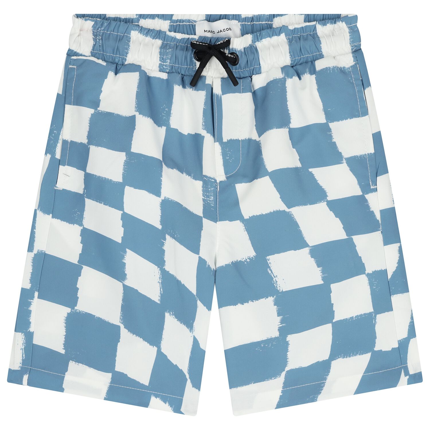 Boys Blue & White Checkerboard Swim Shorts , 1, hi-res