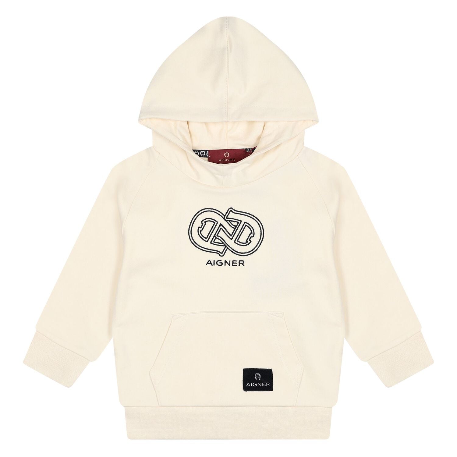 Younger Boys Beige Logo Hooded Top, 2, hi-res