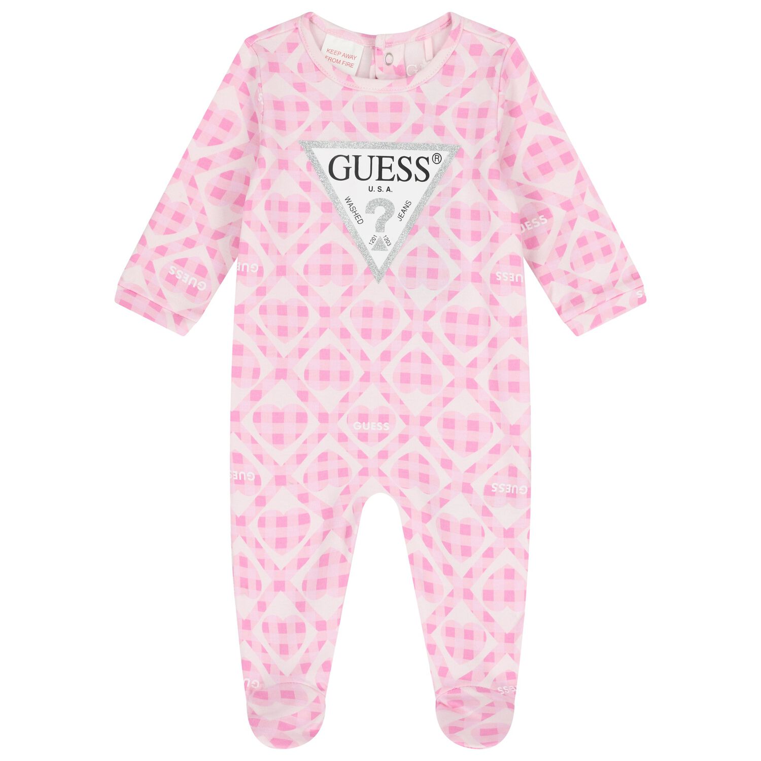 Baby Girls Pink Logo Babygrow, 1, hi-res