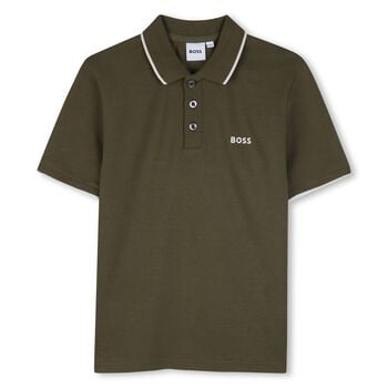 Boys Mini Me Green Logo Polo Shirt