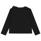 Girls Black Embellished Floral Long Sleeve Top, 2, hi-res