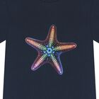 Boys Navy Blue Starfish T-Shirt, 1, hi-res