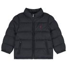 Boys Black Logo Puffer Jacket, 1, hi-res