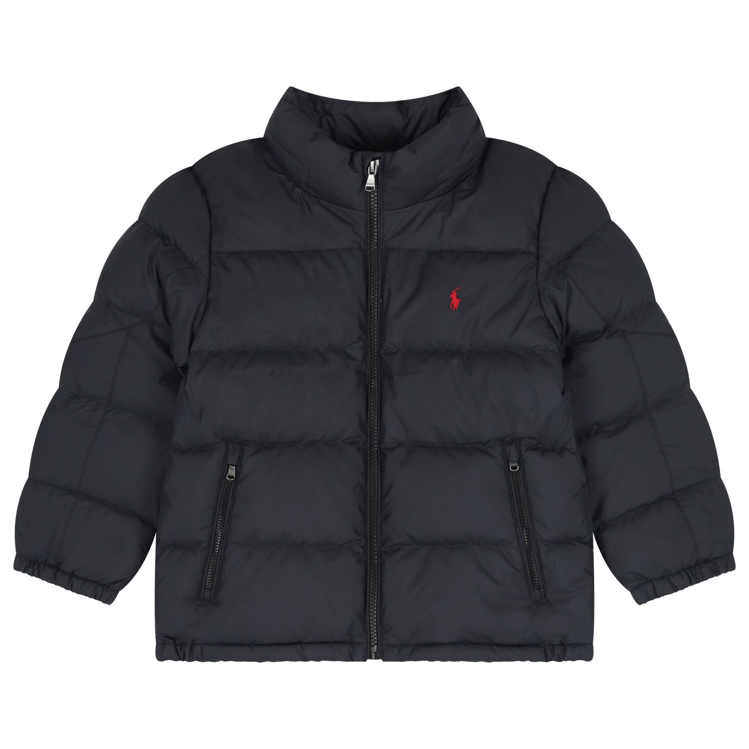 Boys Black Logo Puffer Jacket, 1, hi-res