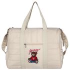Beige Teddy Bear Logo Quilted Baby Changing Bag, 1, hi-res