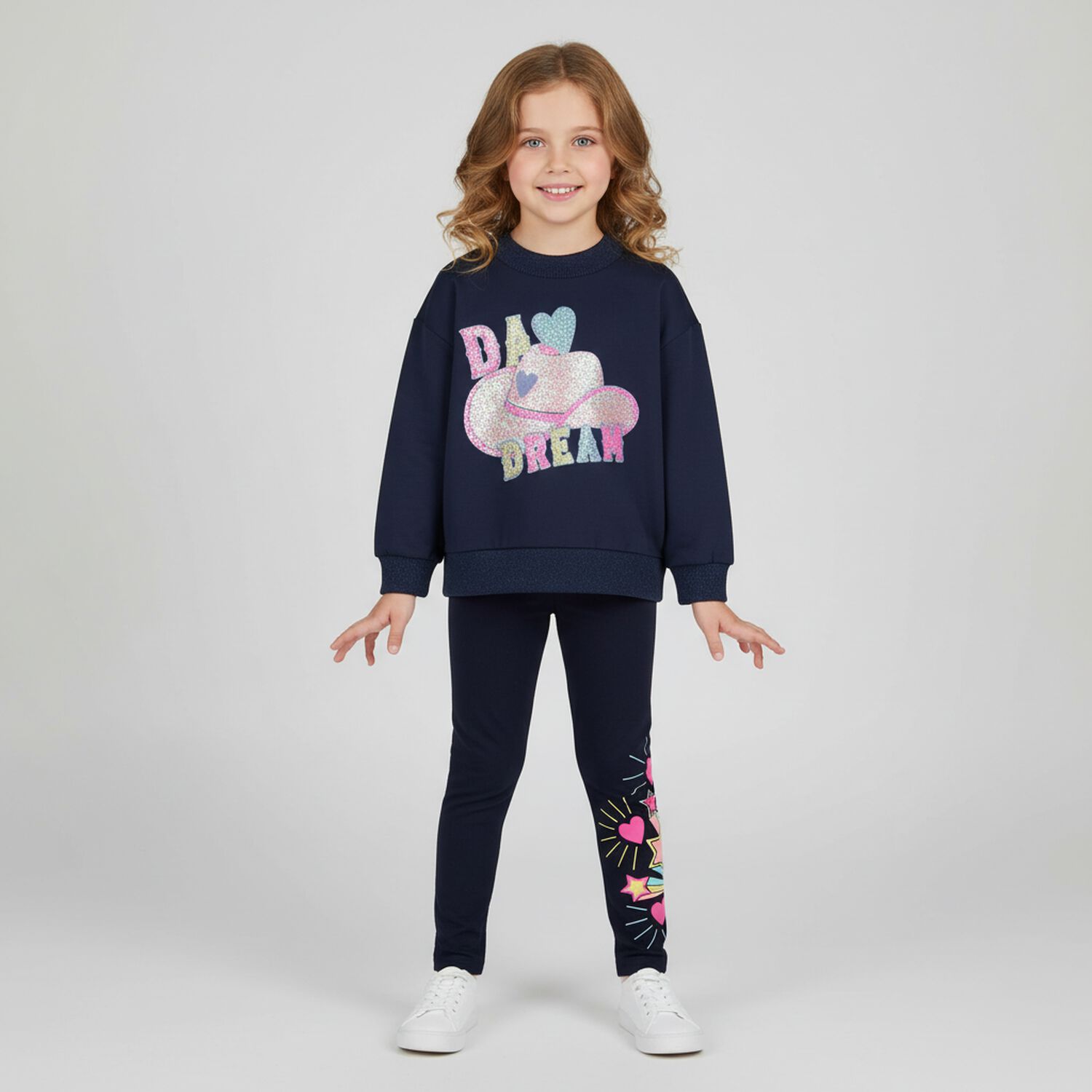 Girls Navy Blue Sequin Sweatshirt, 1, hi-res