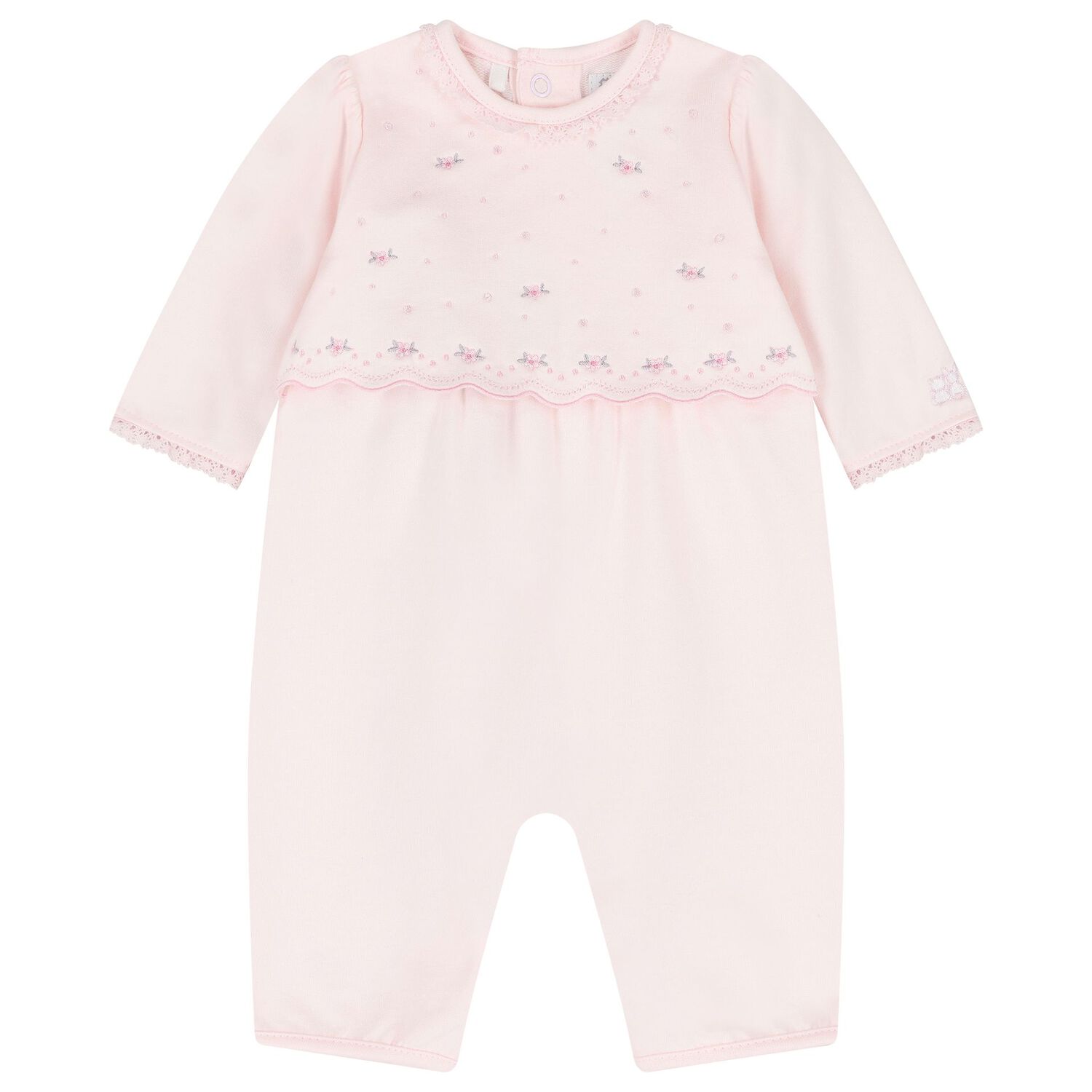 Baby Girls Pink Embroidered Romper Set, 1, hi-res