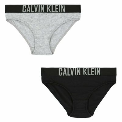 Girls Grey & Black Bikini Brief (2 Pack)