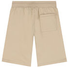 Boys Beige Cotton Logo Shorts, 2, hi-res