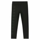 Girls Black Embellished Leggings, 1, hi-res