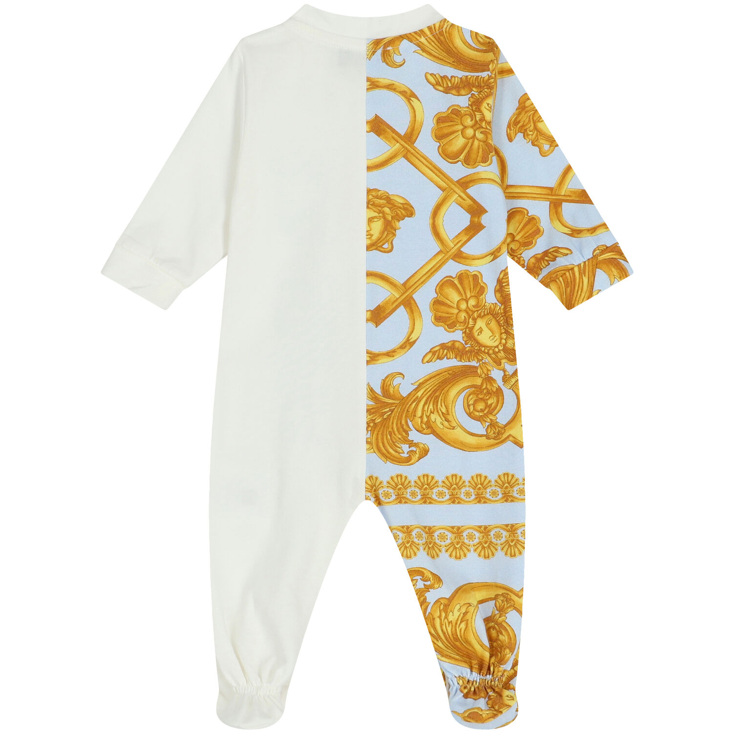 Baby Boys Blue & Ivory Logo Babygrow, 2, hi-res