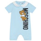 Baby Boys Blue Teddy Bear Logo Romper, 2, hi-res