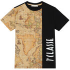 Boys Black & Beige Geo Map T-Shirt, 1, hi-res