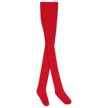 Girls Red Diamond Jacquard Tights