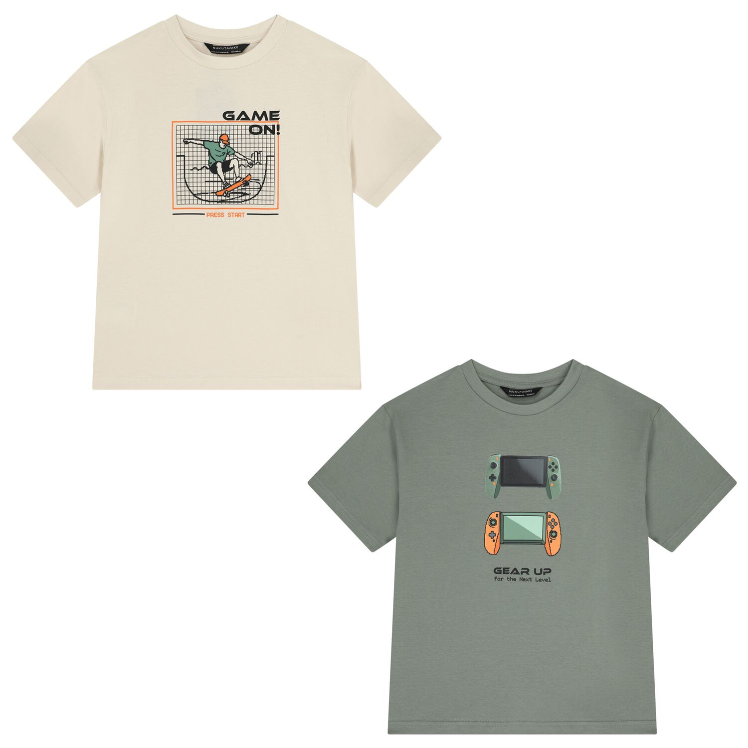 Boys Green & Beige T-Shirts ( 2 Pack ), 3, hi-res