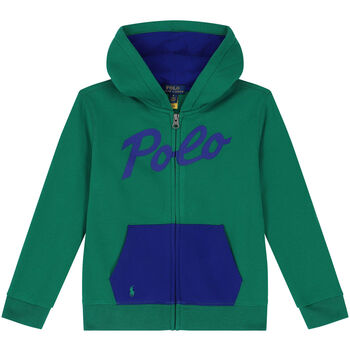 Boys Green Logo Zip Up Top