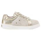 Girls Gold & Beige Star Trainers, 1, hi-res