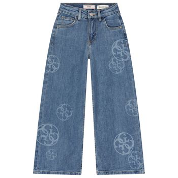 Girls Blue Logo Denim Jeans