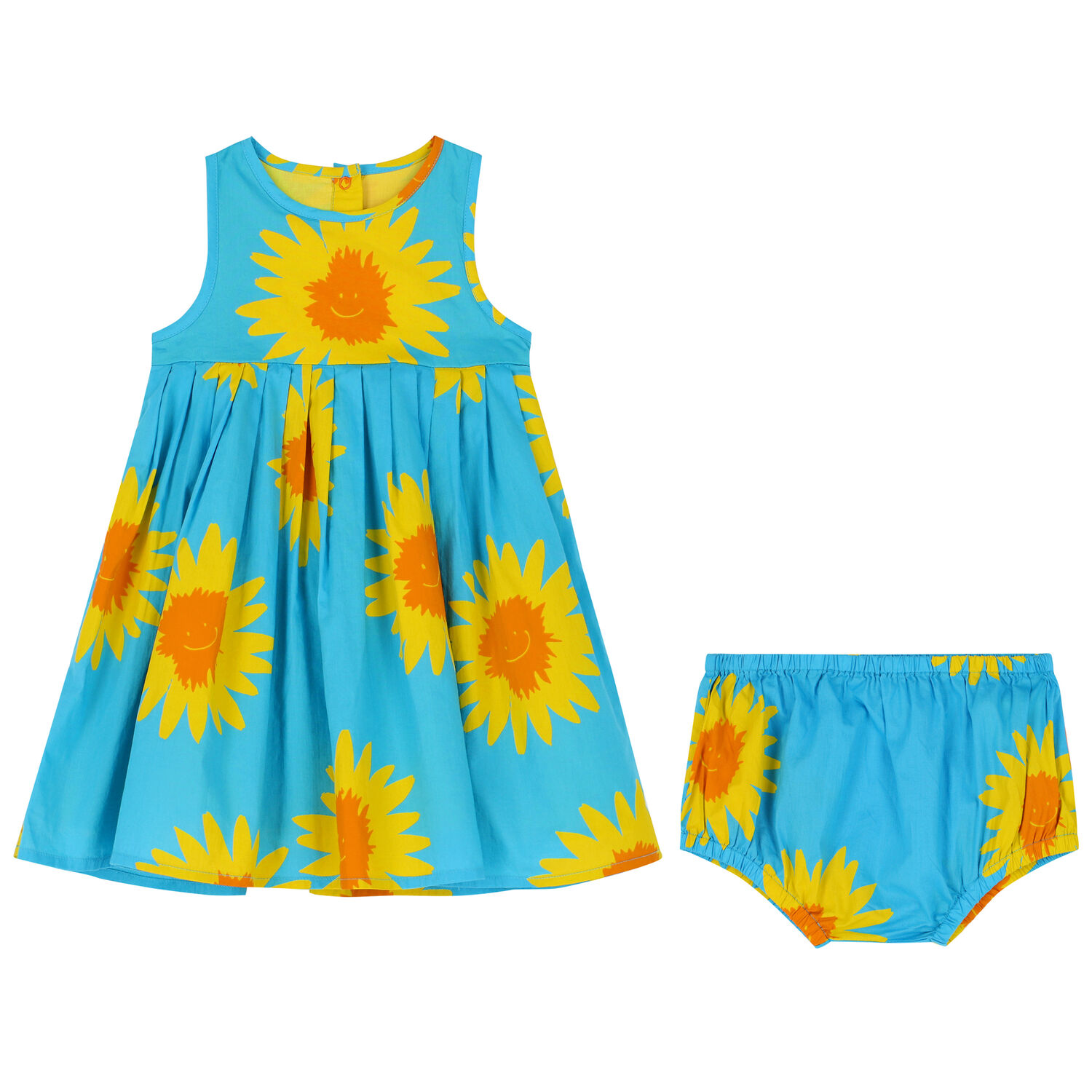 Younger Girls Blue Floral Dress Set, 1, hi-res