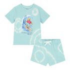 Baby Boys Turquoise Blue Teddy Bear Logo Shorts Set, 1, hi-res
