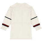 فستان سويت شيرت بالشعار باللون العاجي, 1, hi-res