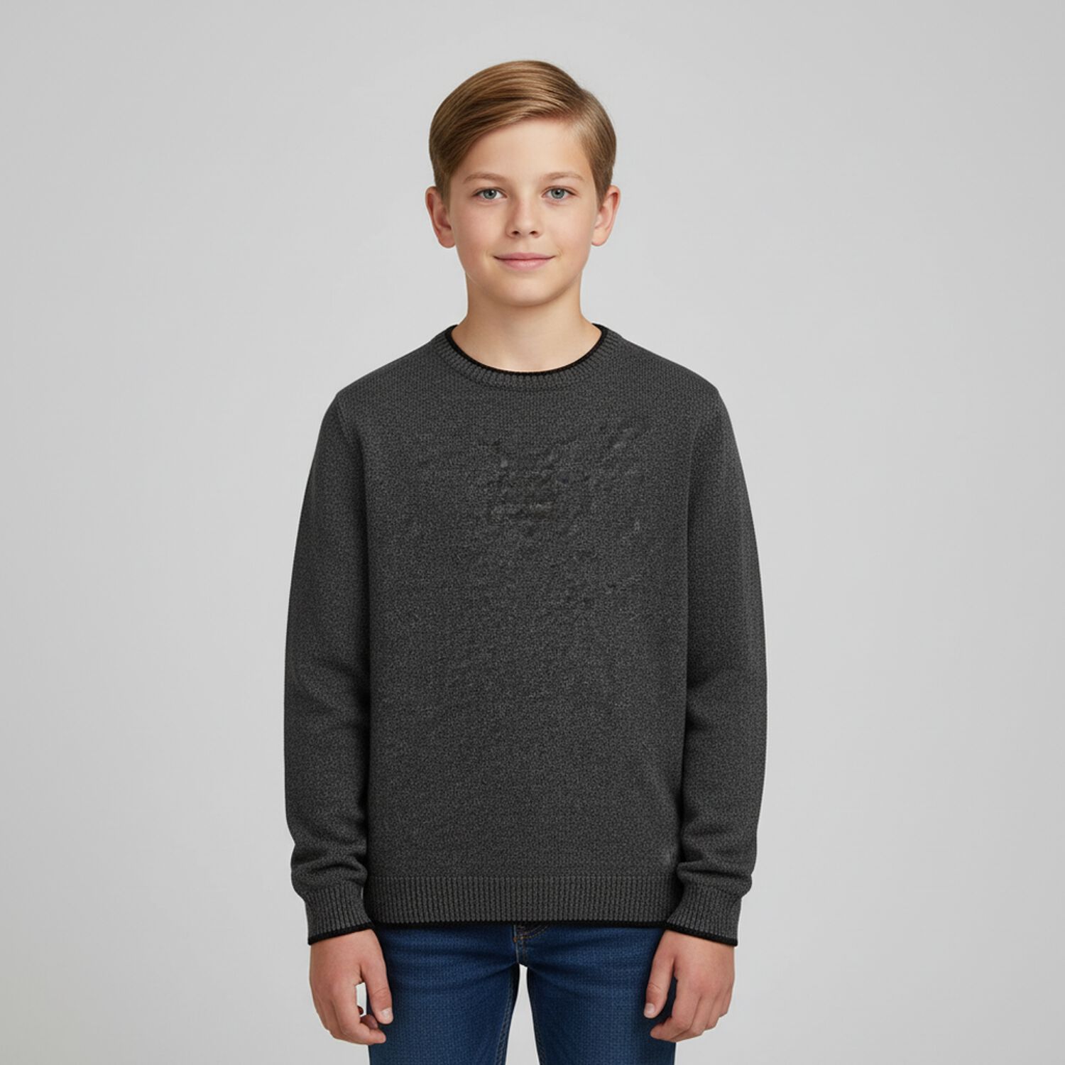 Boys Grey Knitted Sweatshirt, 2, hi-res image number null