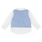 طقم شورت بشعار باللون أبيض وأزرق للأولاد , 1, hi-res