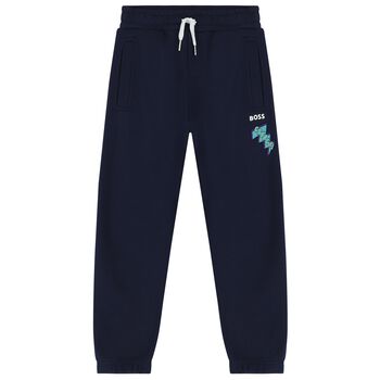 Boys Navy Blue Logo Joggers