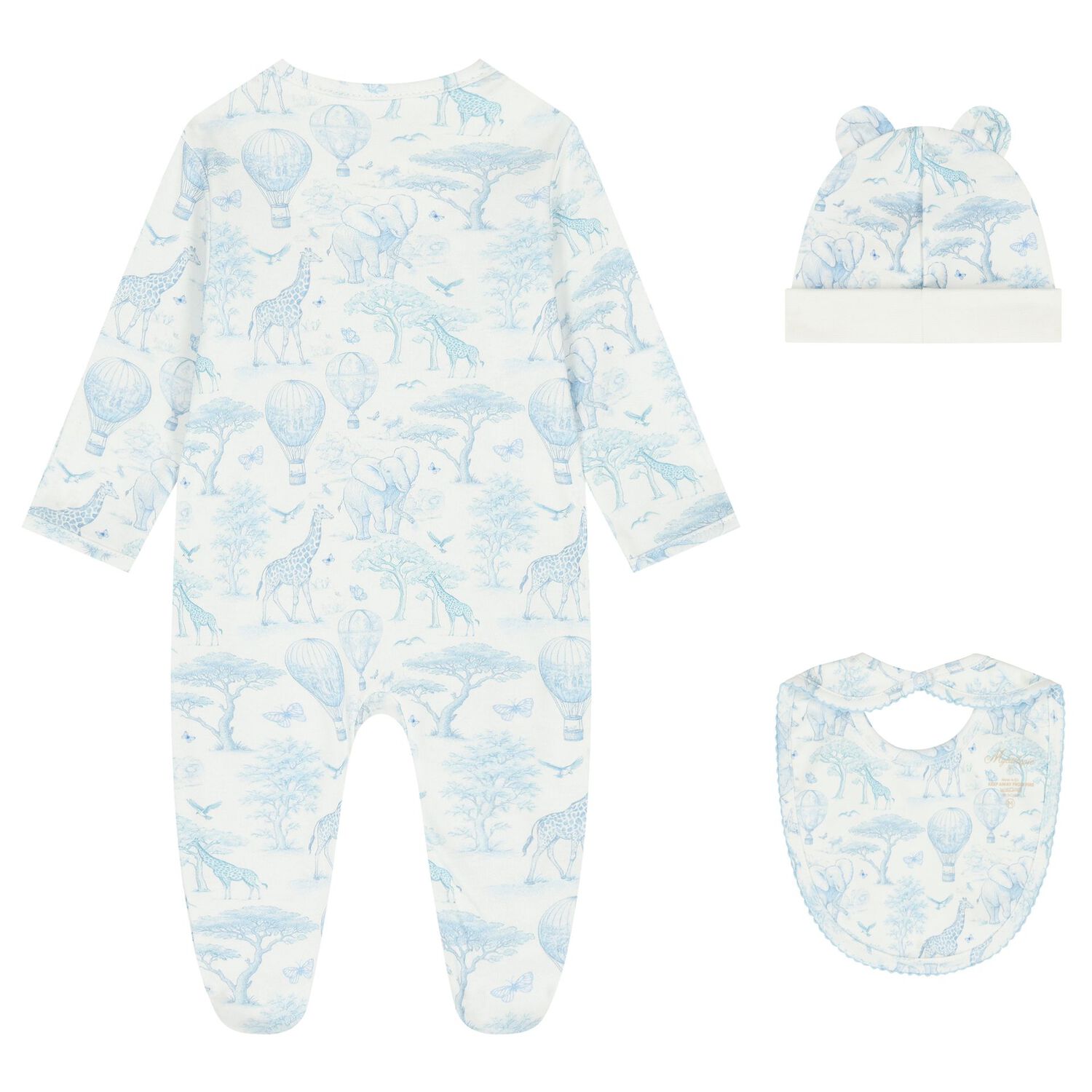 Baby Boys White & Blue Africa Babygrow Gift Set, 1, hi-res