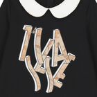 فستان بناتي بطبعة خريطة جغرافية باللونين الأسود والبيج, 2, hi-res