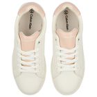 Girls Ivory & Pink Logo Trainers , 1, hi-res