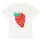 Girls Ivory Logo Strawberry T-Shirt, 1, hi-res
