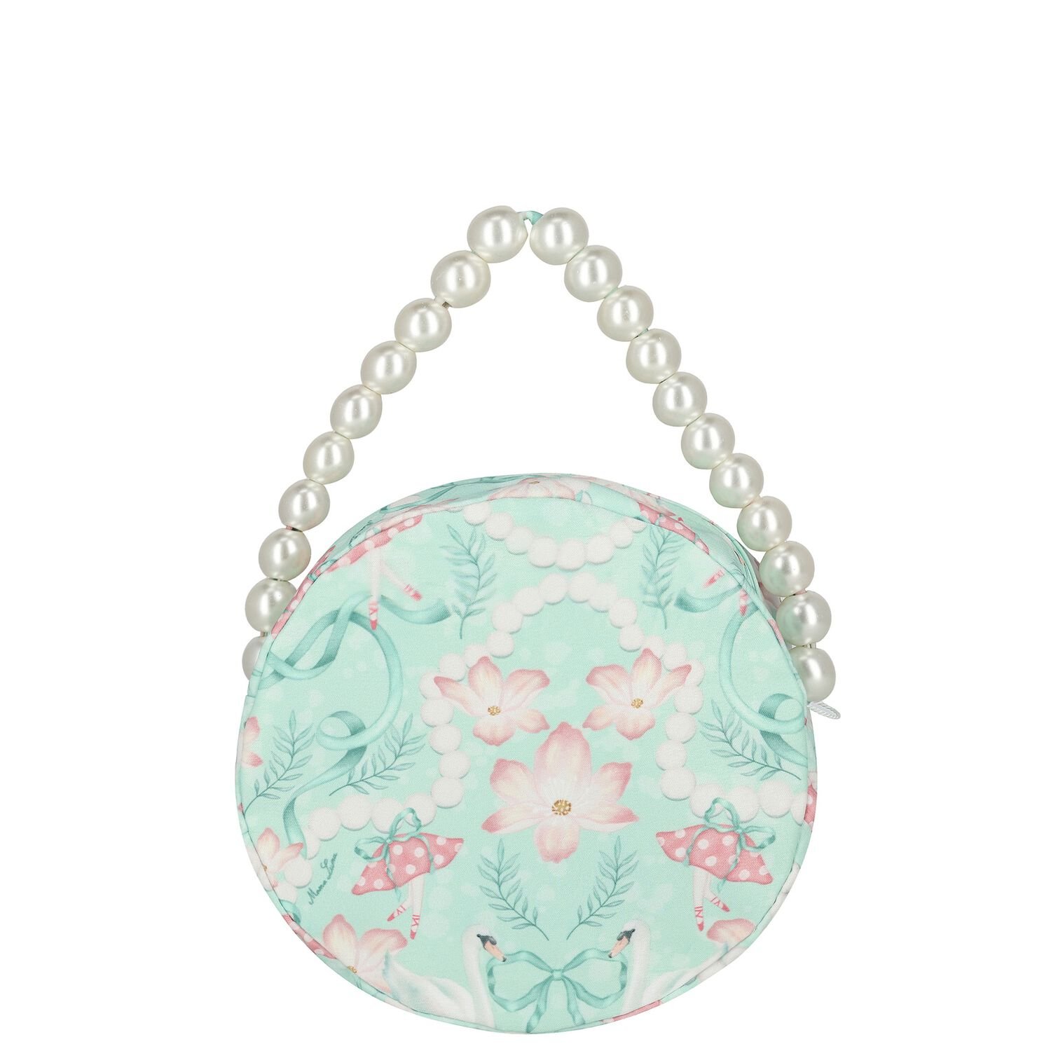Girls Circular Mint Green Floral Bag, 1, hi-res