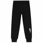 Boys Black Thunderbolt Joggers, 1, hi-res
