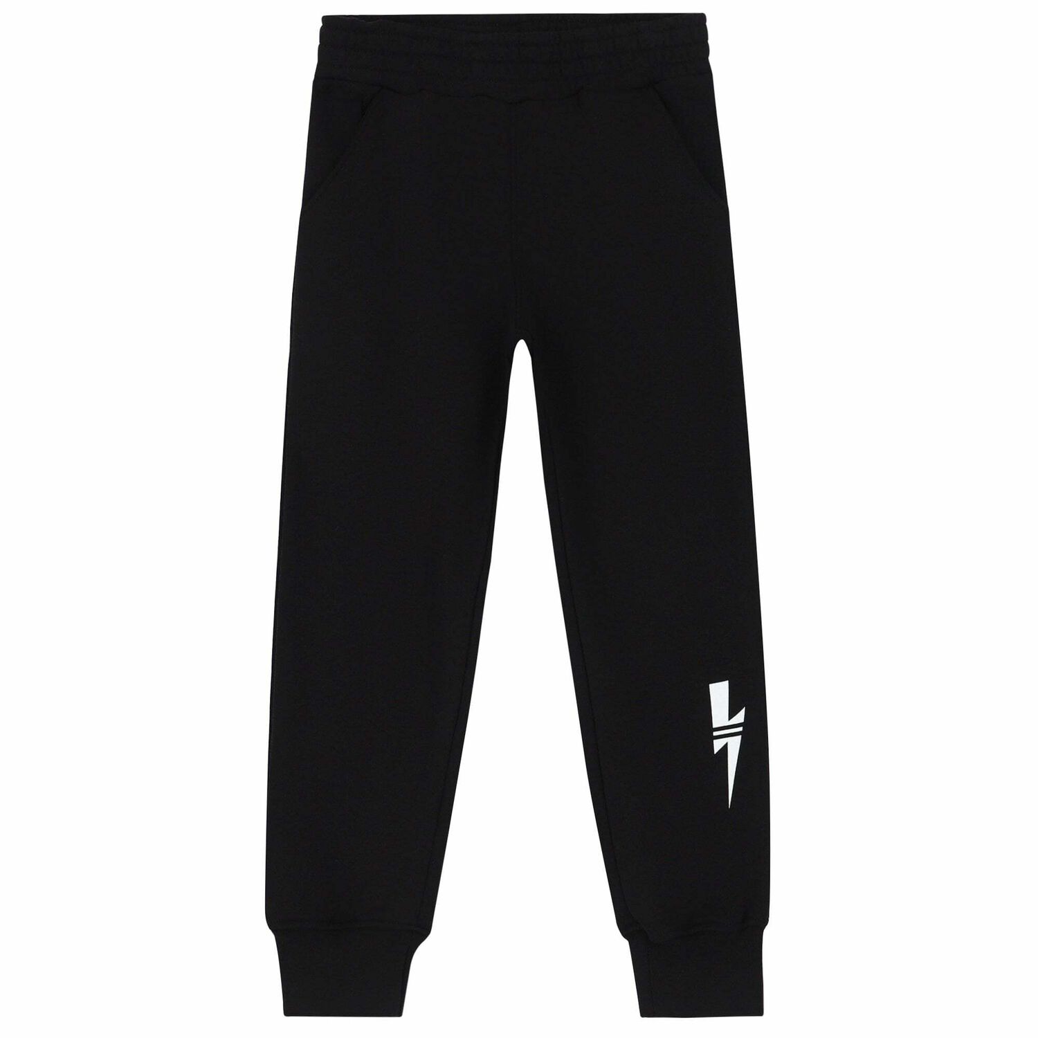 Boys Black Thunderbolt Joggers, 1, hi-res