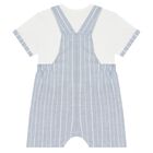Baby Boys Blue & White Dungaree Set, 2, hi-res